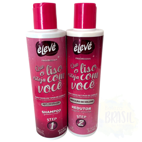 Kit Alisado Brasileño "Que o liso esteja com você" reductor de volumen de 2 pasos "Èlevé" 2x 300ml