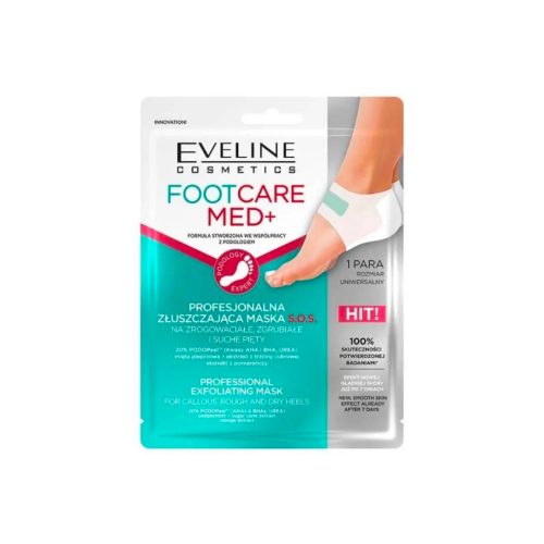 Eveline Foot Care Med+ Mascarilla exfoliante para talones callosos, ásperos y secos 1 pieza
