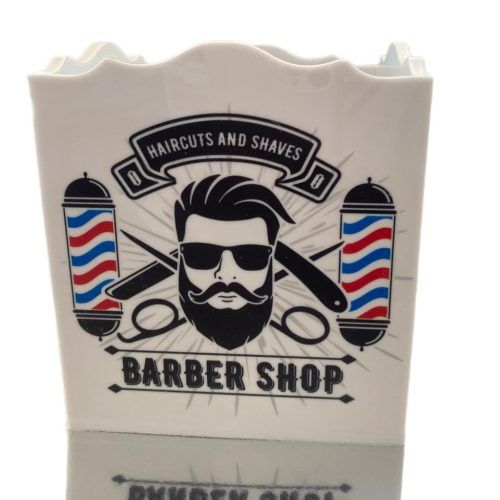 BARBER SHOP SOPORTE BROCHAS Y PEINE MADERA