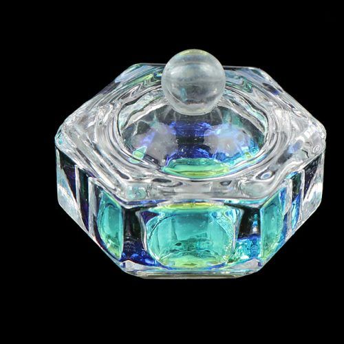 Vaso de cristal acrílico con tapa para manicura