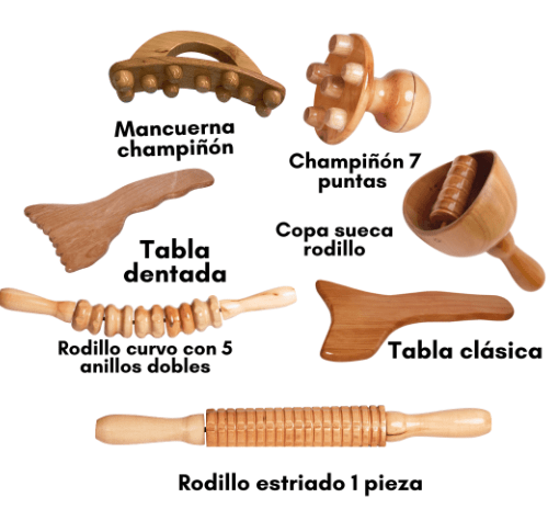 Kit maderoterapia anticelulítico 7 piezas