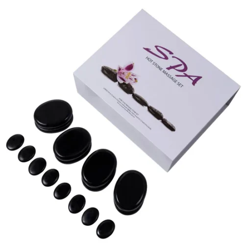 Juego de piedras calientes profesional | 16 piezas en caja de almacenamiento blanca