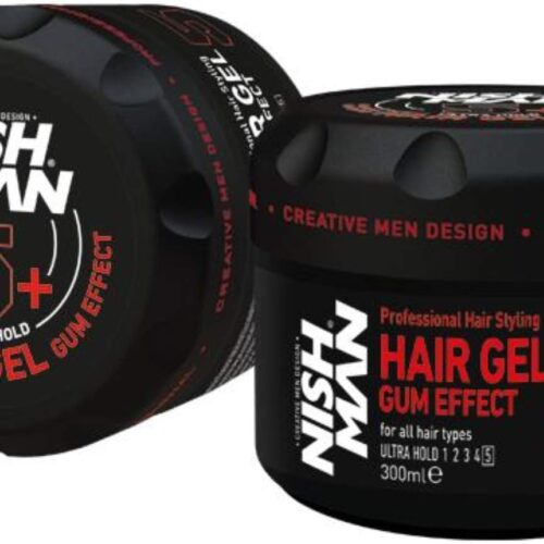 Nishman Gel Para El Cabello Con Efecto De Goma Ultra fuerte 5+: Fijación Extrafuerte 300ML