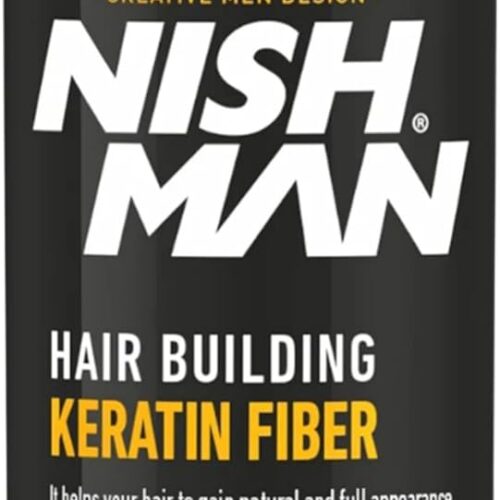NISHMAN Hair Building Keratin Fiber - Negro 21g - Efecto Voluminoso Instantáneo para Cabello Fino - Potentes Fibras de Queratina para un Cabello de Apariencia Más Densa