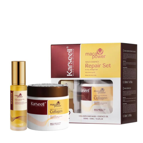 Karseell, Pack reparación, nutrición y anti encrespamiento mascarilla y aceite Maca Essence