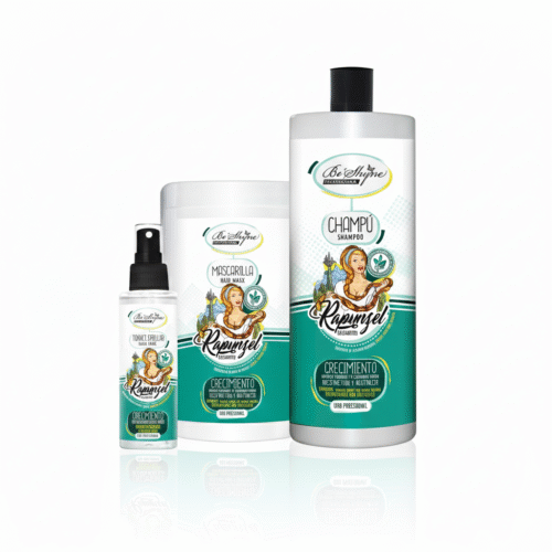 Be´Shyne® Kit Rapunzel ,Champú 1L+ Mascarilla 1L+ Tónico 100ml, reestructura y revitaliza el crecimiento.