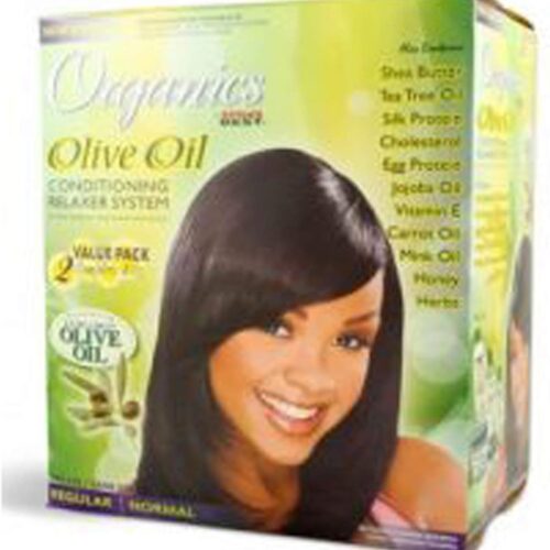 Sistema de alisado acondicionador con aceite de oliva orgánico Africa's Best, paquete económico