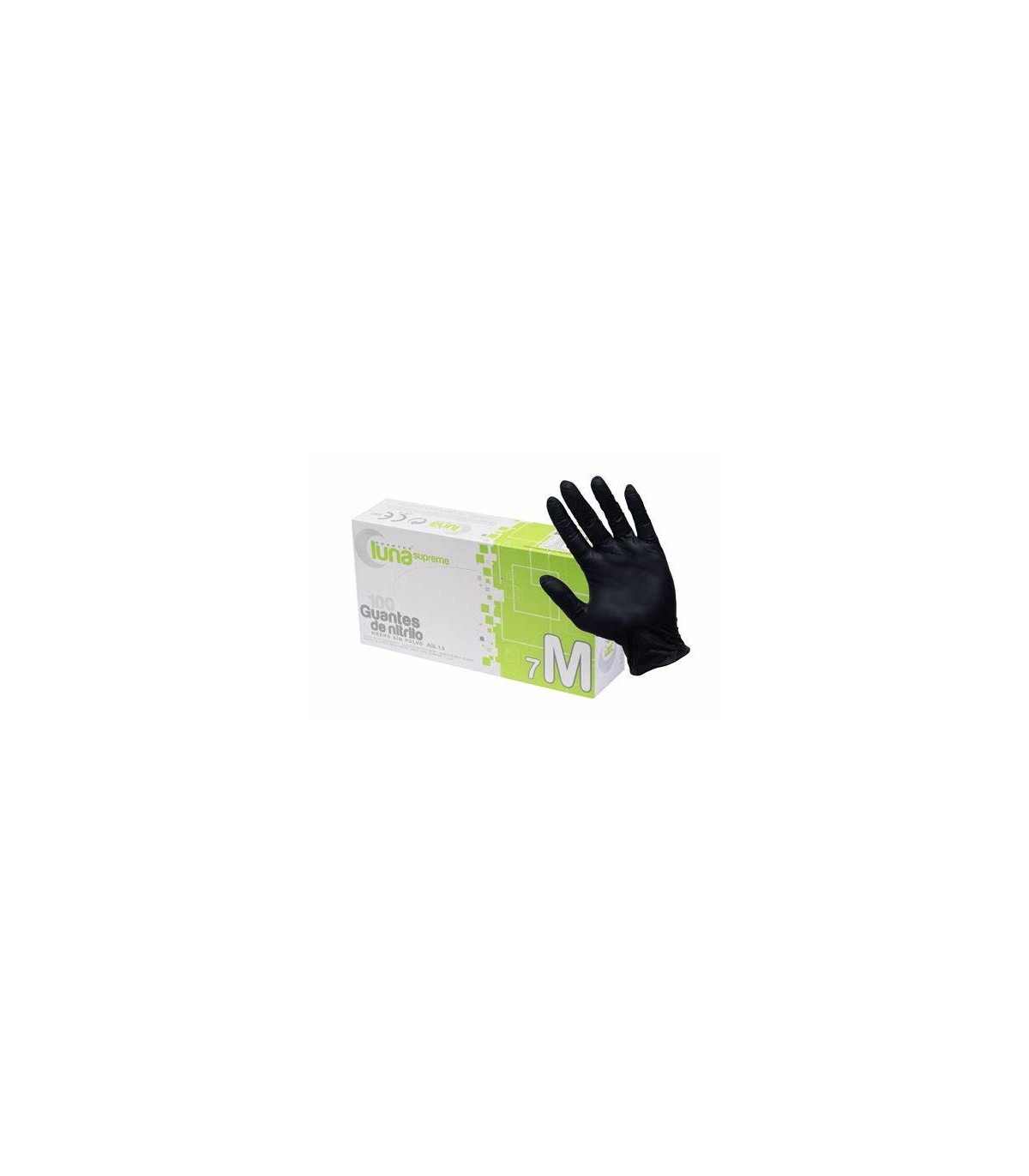 Guantes Nitrilo Negro Polvo Talla-M/7 100 Unidades - Imagen 2